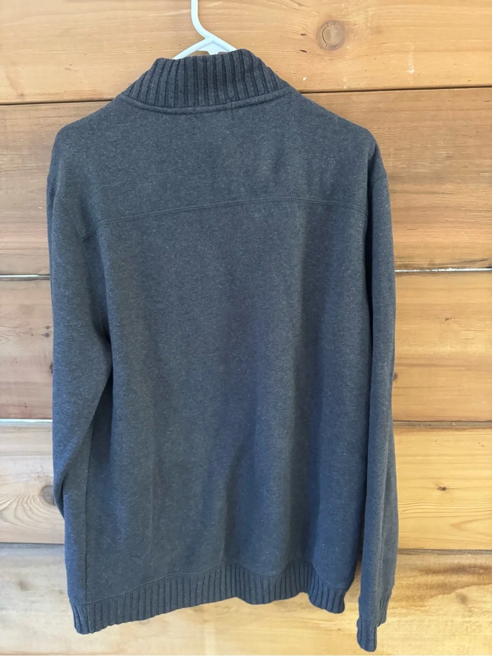 Calvin Klein Men's Dark Gray Full-Zip Rib Collar Jacket